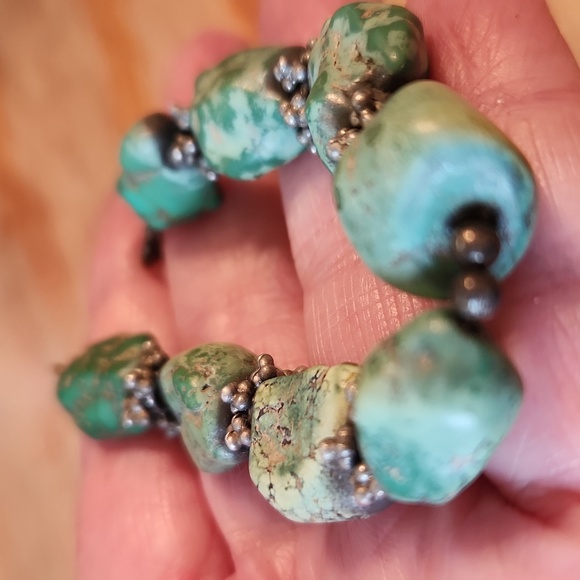 Liz‎ Henry 925 silver marked turquoise beaded necklace 18" - Picture 13 of 15